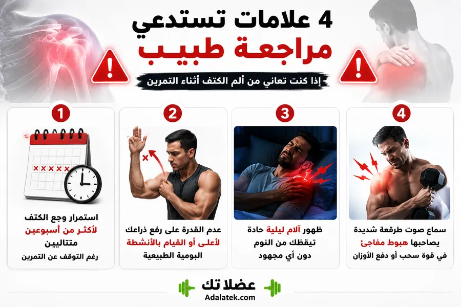 علامات تستدعي مراجعة طبيب بسبب ألم الكتف أثناء التمرين